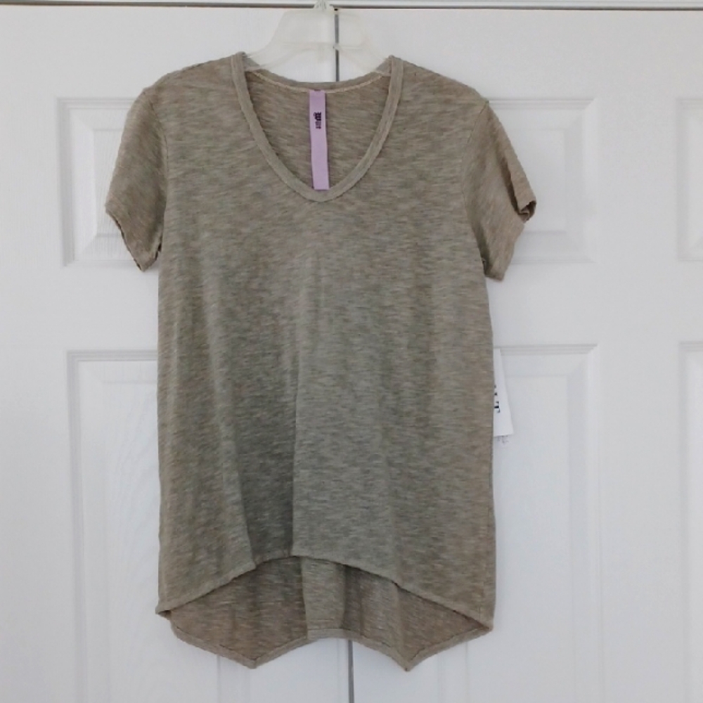 Wilt Basil Green Short Sleeve Slub Jersey Top